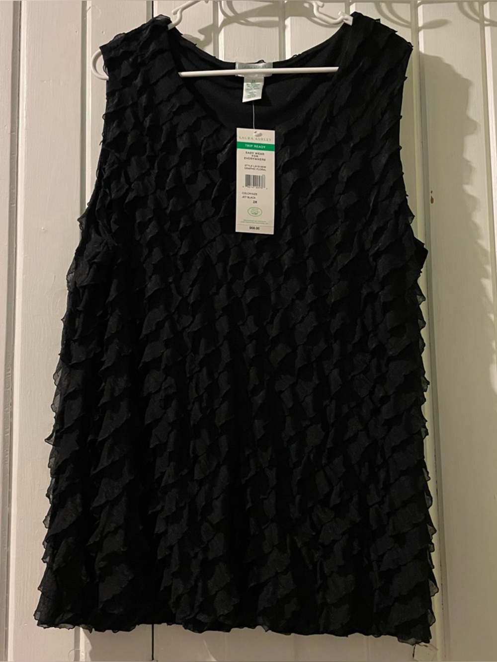 LAURA ASHLEY easy wear sleeveless ruffle blouse 2X NWT